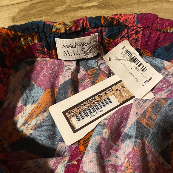 $265 NWT   Maliparmi Multicolor Print Faux-Wrap Midi Skirt   Size Small/38 - Picture 4 of 13